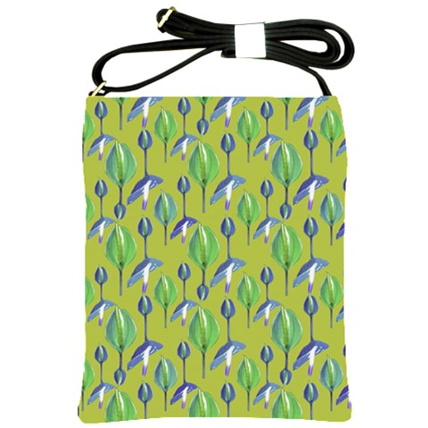 Tropical Floral Pattern Shoulder Sling Bags from ArtsNow.com Front