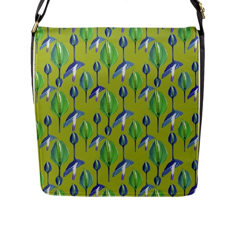 Tropical Floral Pattern Flap Messenger Bag (L)  from ArtsNow.com Front