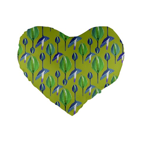 Tropical Floral Pattern Standard 16  Premium Flano Heart Shape Cushions from ArtsNow.com Front