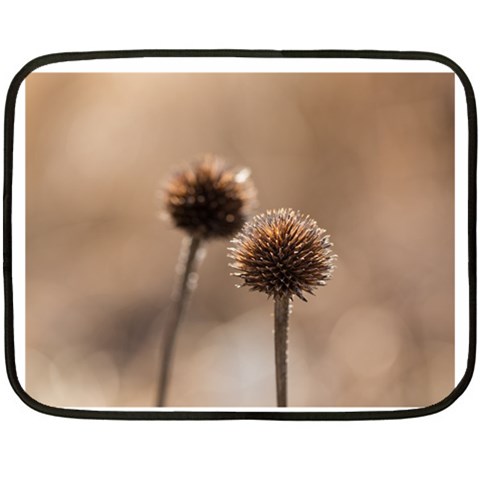 Withered Globe Thistle In Autumn Macro Double Sided Fleece Blanket (Mini)  from ArtsNow.com 35 x27  Blanket Front
