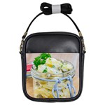 Potato salad in a jar on wooden Girls Sling Bags