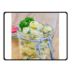 Potato salad in a jar on wooden Double Sided Fleece Blanket (Small)  from ArtsNow.com 45 x34  Blanket Back