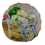 Potato salad in a jar on wooden Large 18  Premium Flano Round Cushions