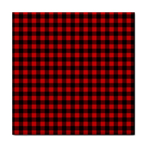 Lumberjack Plaid Fabric Pattern Red Black Tile Coasters from ArtsNow.com Front