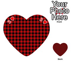 Lumberjack Plaid Fabric Pattern Red Black Playing Cards 54 (Heart)  from ArtsNow.com Front - Heart3