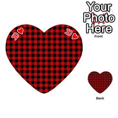 Lumberjack Plaid Fabric Pattern Red Black Playing Cards 54 (Heart)  from ArtsNow.com Front - Heart10