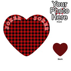 Lumberjack Plaid Fabric Pattern Red Black Playing Cards 54 (Heart)  from ArtsNow.com Front - Joker2