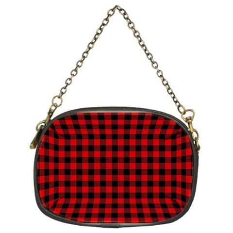 Lumberjack Plaid Fabric Pattern Red Black Chain Purses (One Side)  from ArtsNow.com Front
