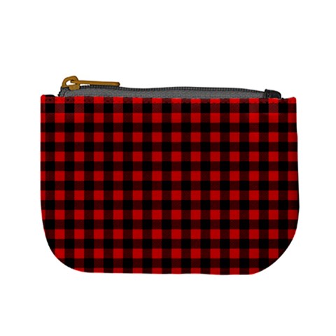 Lumberjack Plaid Fabric Pattern Red Black Mini Coin Purses from ArtsNow.com Front