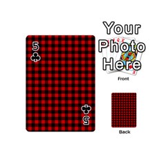 Lumberjack Plaid Fabric Pattern Red Black Playing Cards 54 (Mini)  from ArtsNow.com Front - Club5