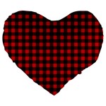 Lumberjack Plaid Fabric Pattern Red Black Large 19  Premium Heart Shape Cushions