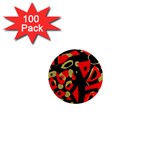 Red artistic design 1  Mini Magnets (100 pack) 