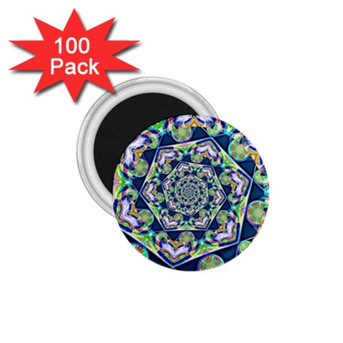 Power Spiral Polygon Blue Green White 1.75  Magnets (100 pack)  from ArtsNow.com Front