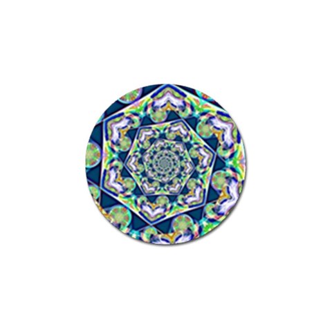 Power Spiral Polygon Blue Green White Golf Ball Marker (4 pack) from ArtsNow.com Front