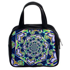 Power Spiral Polygon Blue Green White Classic Handbags (2 Sides) from ArtsNow.com Front