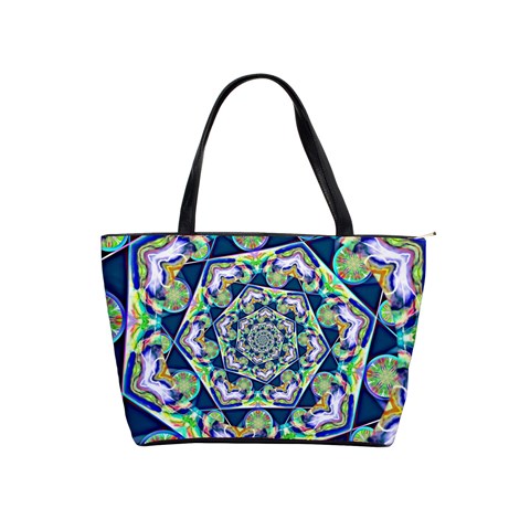 Power Spiral Polygon Blue Green White Shoulder Handbags from ArtsNow.com Front