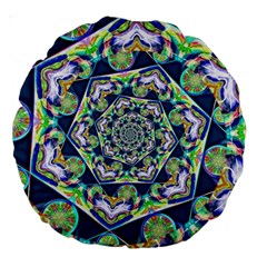 Power Spiral Polygon Blue Green White Large 18  Premium Round Cushions from ArtsNow.com Back