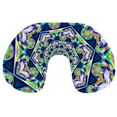 Power Spiral Polygon Blue Green White Travel Neck Pillows from ArtsNow.com Back