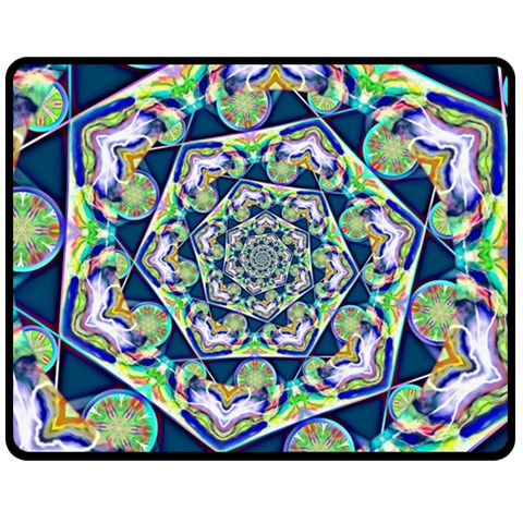 Power Spiral Polygon Blue Green White Double Sided Fleece Blanket (Medium)  from ArtsNow.com 58.8 x47.4  Blanket Front