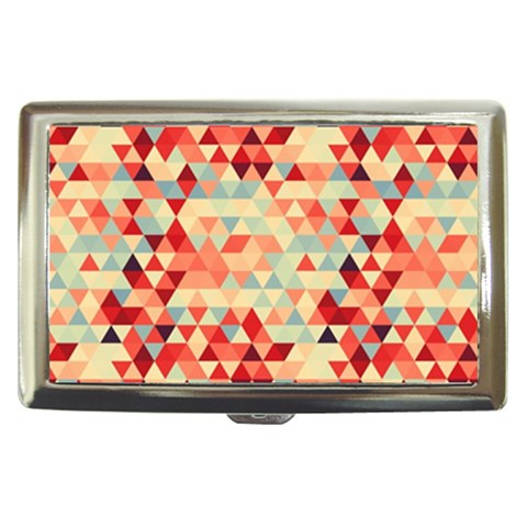 Modern Hipster Triangle Pattern Red Blue Beige Cigarette Money Cases from ArtsNow.com Front