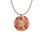Modern Hipster Triangle Pattern Red Blue Beige Button Necklaces