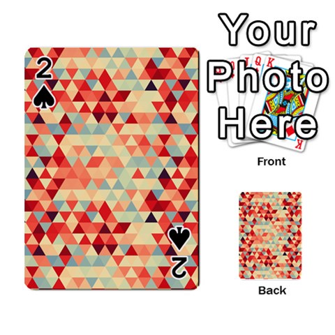 Modern Hipster Triangle Pattern Red Blue Beige Playing Cards 54 Designs  from ArtsNow.com Front - Spade2