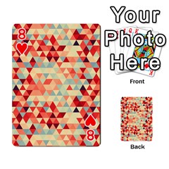 Modern Hipster Triangle Pattern Red Blue Beige Playing Cards 54 Designs  from ArtsNow.com Front - Heart8