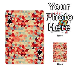 Modern Hipster Triangle Pattern Red Blue Beige Playing Cards 54 Designs  from ArtsNow.com Front - Spade5