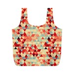 Modern Hipster Triangle Pattern Red Blue Beige Full Print Recycle Bags (M) 