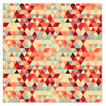 Modern Hipster Triangle Pattern Red Blue Beige Large Satin Scarf (Square)