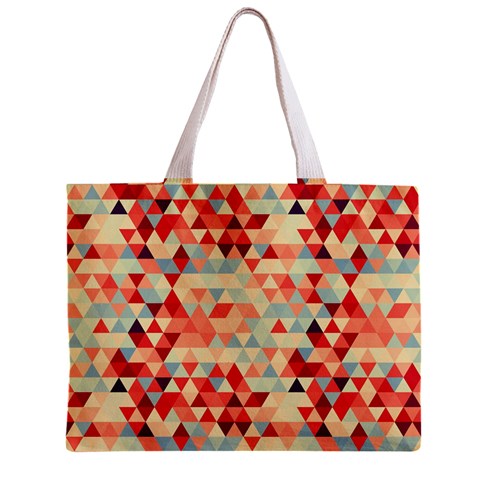 Modern Hipster Triangle Pattern Red Blue Beige Zipper Mini Tote Bag from ArtsNow.com Front
