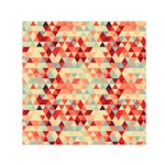 Modern Hipster Triangle Pattern Red Blue Beige Small Satin Scarf (Square)