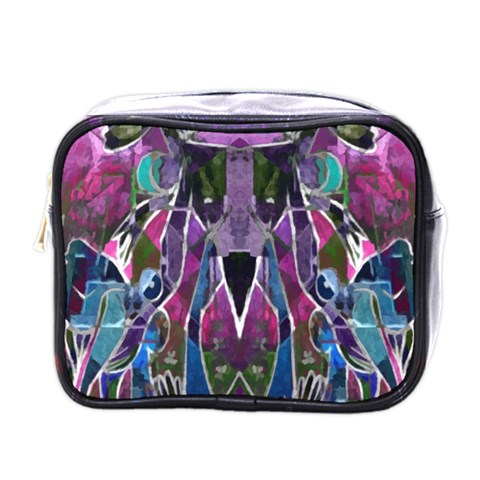 Sly Dog Modern Grunge Style Blue Pink Violet Mini Toiletries Bags from ArtsNow.com Front