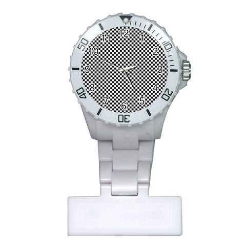 Sports Racing Chess Squares Black White Plastic Nurses Watch from ArtsNow.com Front