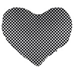 Sports Racing Chess Squares Black White Large 19  Premium Flano Heart Shape Cushions