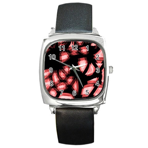 Red light Square Metal Watch from ArtsNow.com Front