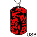 Red design Dog Tag USB Flash (One Side)