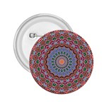 Abstract Painting Mandala Salmon Blue Green 2.25  Buttons