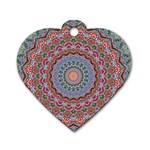 Abstract Painting Mandala Salmon Blue Green Dog Tag Heart (One Side)