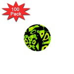 Green neon abstraction 1  Mini Buttons (100 pack) 