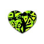 Green neon abstraction Rubber Coaster (Heart) 