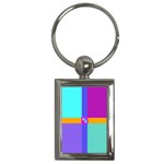Right Angle Squares Stripes Cross Colored Key Chains (Rectangle) 