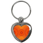 Lotus Fractal Flower Orange Yellow Key Chains (Heart) 