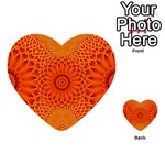 Lotus Fractal Flower Orange Yellow Multi-purpose Cards (Heart) 