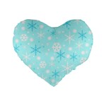 Blue Xmas pattern Standard 16  Premium Flano Heart Shape Cushions