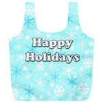 Happy holidays blue pattern Full Print Recycle Bags (L) 