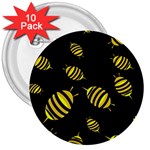 Decorative bees 3  Buttons (10 pack) 