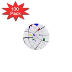 Swirl Grid With Colors Red Blue Green Yellow Spiral 1  Mini Buttons (100 pack) 