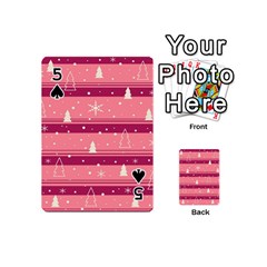 Pink Xmas Playing Cards 54 (Mini)  from ArtsNow.com Front - Spade5