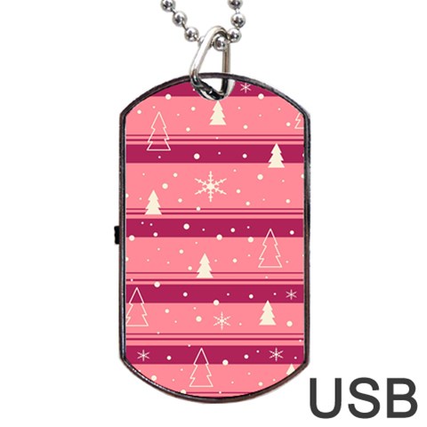 Pink Xmas Dog Tag USB Flash (One Side) from ArtsNow.com Front